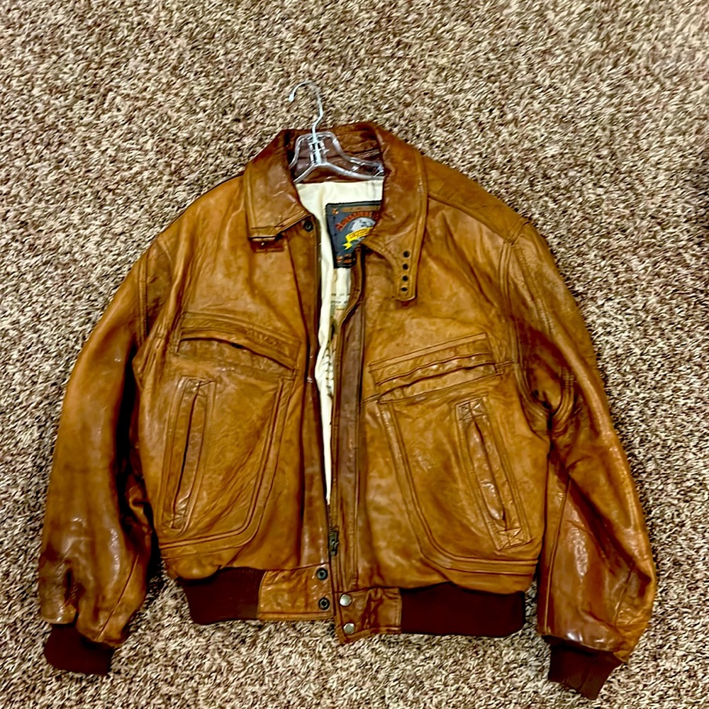 Adventure Bound 100% leather bomber jacket Large